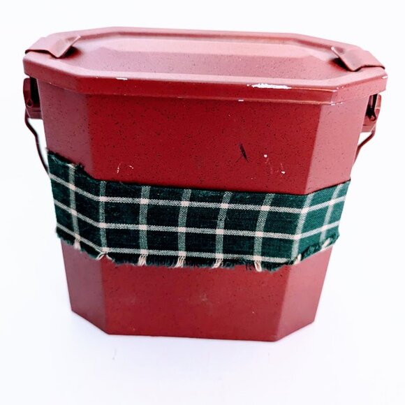 Vintage Folk Art Decorative Lunch Box with Star and Ribbon Decoration - Picture 2 of 2